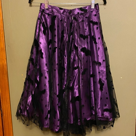 Purple/Black Velvet Bat Skirt - Picture 7 of 10